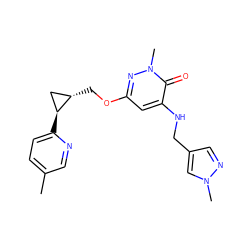 Cc1ccc([C@H]2C[C@@H]2COc2cc(NCc3cnn(C)c3)c(=O)n(C)n2)nc1 ZINC000221924072