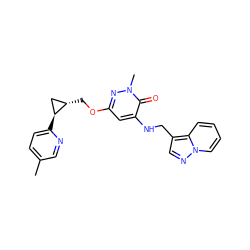 Cc1ccc([C@H]2C[C@@H]2COc2cc(NCc3cnn4ccccc34)c(=O)n(C)n2)nc1 ZINC000218365114