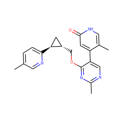 Cc1ccc([C@H]2C[C@@H]2COc2nc(C)ncc2-c2cc(=O)[nH]cc2C)nc1 ZINC000209442514