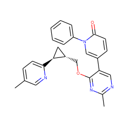 Cc1ccc([C@H]2C[C@@H]2COc2nc(C)ncc2-c2ccc(=O)n(-c3ccccc3)c2)nc1 ZINC000222625512