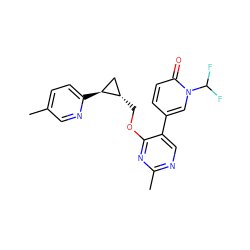 Cc1ccc([C@H]2C[C@@H]2COc2nc(C)ncc2-c2ccc(=O)n(C(F)F)c2)nc1 ZINC000209432322