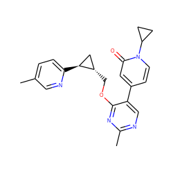 Cc1ccc([C@H]2C[C@@H]2COc2nc(C)ncc2-c2ccn(C3CC3)c(=O)c2)nc1 ZINC000209426105