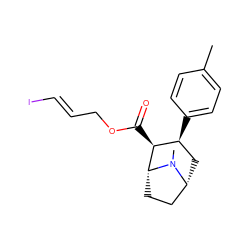 Cc1ccc([C@H]2C[C@@H]3CC[C@H]([C@H]2C(=O)OC/C=C/I)N3C)cc1 ZINC000026834591