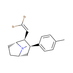 Cc1ccc([C@H]2C[C@@H]3CC[C@H]([C@H]2C=C(Br)Br)N3C)cc1 ZINC000040429652