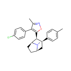 Cc1ccc([C@H]2C[C@H]3CC[C@@H]([C@H]2c2onc(C)c2-c2ccc(Cl)cc2)N3C)cc1 ZINC000040892256