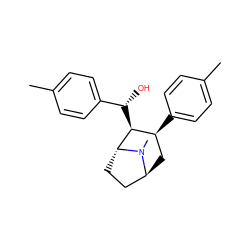 Cc1ccc([C@H]2C[C@H]3CC[C@H]([C@H]2[C@@H](O)c2ccc(C)cc2)N3C)cc1 ZINC000103008200