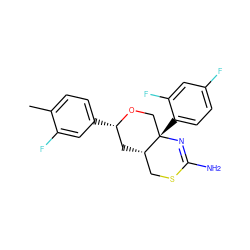 Cc1ccc([C@H]2C[C@H]3CSC(N)=N[C@@]3(c3ccc(F)cc3F)CO2)cc1F ZINC000221064456