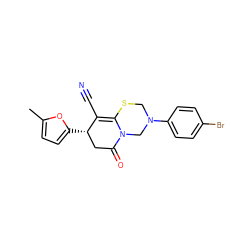 Cc1ccc([C@H]2CC(=O)N3CN(c4ccc(Br)cc4)CSC3=C2C#N)o1 ZINC000002197200