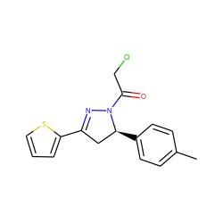 Cc1ccc([C@H]2CC(c3cccs3)=NN2C(=O)CCl)cc1 ZINC000000506700