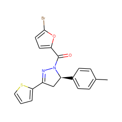 Cc1ccc([C@H]2CC(c3cccs3)=NN2C(=O)c2ccc(Br)o2)cc1 ZINC000001139839