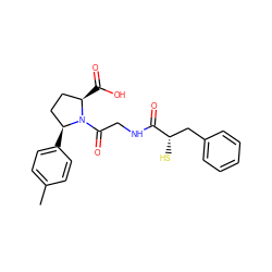 Cc1ccc([C@H]2CC[C@@H](C(=O)O)N2C(=O)CNC(=O)[C@@H](S)Cc2ccccc2)cc1 ZINC000013756733