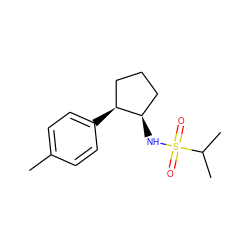 Cc1ccc([C@H]2CCC[C@H]2NS(=O)(=O)C(C)C)cc1 ZINC000013473532