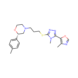 Cc1ccc([C@H]2CN(CCCSc3nnc(-c4ocnc4C)n3C)CCO2)cc1 ZINC000653802187