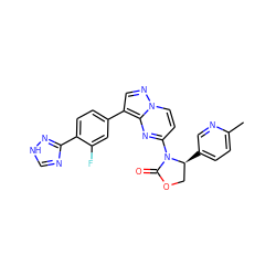 Cc1ccc([C@H]2COC(=O)N2c2ccn3ncc(-c4ccc(-c5nc[nH]n5)c(F)c4)c3n2)cn1 ZINC000116185193