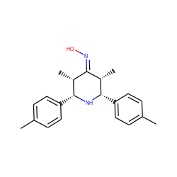 Cc1ccc([C@H]2N[C@@H](c3ccc(C)cc3)[C@@H](C)C(=NO)[C@H]2C)cc1 ZINC000004185802