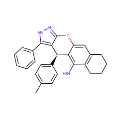 Cc1ccc([C@H]2c3c(n[nH]c3-c3ccccc3)Oc3cc4c(c(N)c32)CCCC4)cc1 ZINC001772656163