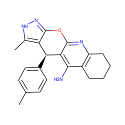 Cc1ccc([C@H]2c3c(n[nH]c3C)Oc3nc4c(c(N)c32)CCCC4)cc1 ZINC000299819090