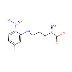 Cc1ccc([N+](=O)[O-])c(NCCC[C@H](N)C(=O)O)c1 ZINC000003806186