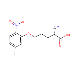 Cc1ccc([N+](=O)[O-])c(OCCC[C@H](N)C(=O)O)c1 ZINC000013780219