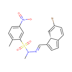 Cc1ccc([N+](=O)[O-])cc1S(=O)(=O)N(C)/N=C/C1=CC=C2C=CC(Br)=C[C@H]21 ZINC001772590988