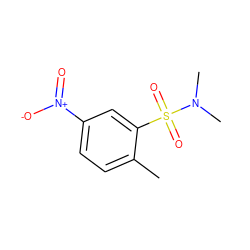 Cc1ccc([N+](=O)[O-])cc1S(=O)(=O)N(C)C ZINC000004844756