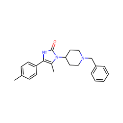 Cc1ccc(-c2[nH]c(=O)n(C3CCN(Cc4ccccc4)CC3)c2C)cc1 ZINC000013799213