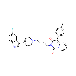 Cc1ccc(-c2c(=O)n(CCCCN3CC=C(c4c[nH]c5ccc(F)cc45)CC3)c(=O)n3ccccc23)cc1 ZINC000299854574