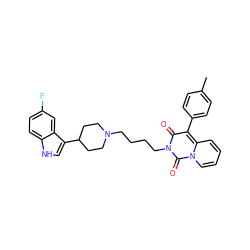 Cc1ccc(-c2c(=O)n(CCCCN3CCC(c4c[nH]c5ccc(F)cc45)CC3)c(=O)n3ccccc23)cc1 ZINC000299860111