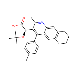 Cc1ccc(-c2c([C@@H](OC(C)(C)C)C(=O)O)c(C)nc3cc4c(cc23)CCCC4)cc1 ZINC000140446395