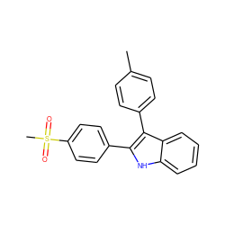 Cc1ccc(-c2c(-c3ccc(S(C)(=O)=O)cc3)[nH]c3ccccc23)cc1 ZINC000013477356