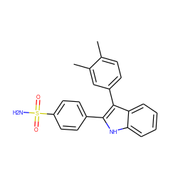 Cc1ccc(-c2c(-c3ccc(S(N)(=O)=O)cc3)[nH]c3ccccc23)cc1C ZINC000013477358