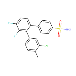 Cc1ccc(-c2c(-c3ccc(S(N)(=O)=O)cc3)ccc(F)c2F)cc1Cl ZINC000028372736