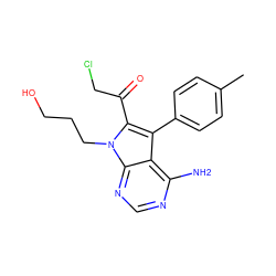 Cc1ccc(-c2c(C(=O)CCl)n(CCCO)c3ncnc(N)c23)cc1 ZINC000006718643