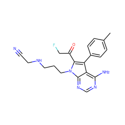 Cc1ccc(-c2c(C(=O)CF)n(CCCNCC#N)c3ncnc(N)c23)cc1 ZINC000058639057