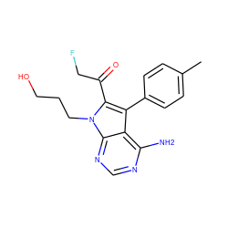 Cc1ccc(-c2c(C(=O)CF)n(CCCO)c3ncnc(N)c23)cc1 ZINC000006718642