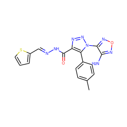 Cc1ccc(-c2c(C(=O)N/N=C/c3cccs3)nnn2-c2nonc2N)cc1 ZINC000009463965