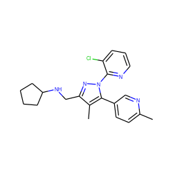 Cc1ccc(-c2c(C)c(CNC3CCCC3)nn2-c2ncccc2Cl)cn1 ZINC000040430306