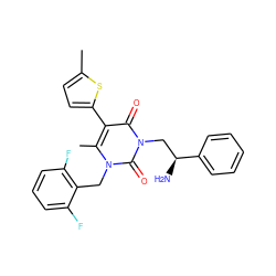 Cc1ccc(-c2c(C)n(Cc3c(F)cccc3F)c(=O)n(C[C@H](N)c3ccccc3)c2=O)s1 ZINC000028387654