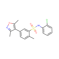 Cc1ccc(-c2c(C)noc2C)cc1S(=O)(=O)Nc1ccccc1Cl ZINC000064837594