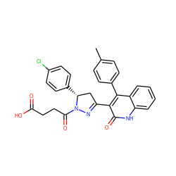 Cc1ccc(-c2c(C3=NN(C(=O)CCC(=O)O)[C@H](c4ccc(Cl)cc4)C3)c(=O)[nH]c3ccccc23)cc1 ZINC000096283810