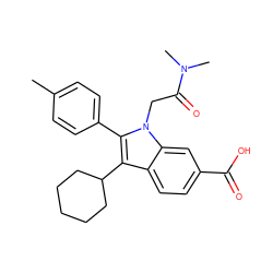 Cc1ccc(-c2c(C3CCCCC3)c3ccc(C(=O)O)cc3n2CC(=O)N(C)C)cc1 ZINC000013609964