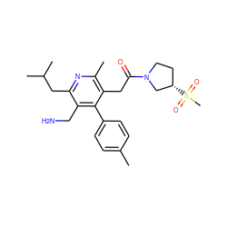 Cc1ccc(-c2c(CC(=O)N3CC[C@H](S(C)(=O)=O)C3)c(C)nc(CC(C)C)c2CN)cc1 ZINC000066157159