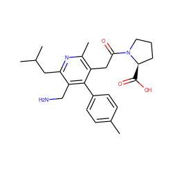 Cc1ccc(-c2c(CC(=O)N3CCC[C@H]3C(=O)O)c(C)nc(CC(C)C)c2CN)cc1 ZINC000066157163