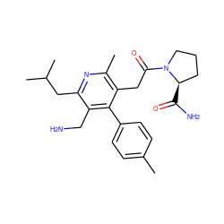 Cc1ccc(-c2c(CC(=O)N3CCC[C@H]3C(N)=O)c(C)nc(CC(C)C)c2CN)cc1 ZINC000066157166