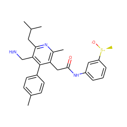 Cc1ccc(-c2c(CC(=O)Nc3cccc([S@+](C)[O-])c3)c(C)nc(CC(C)C)c2CN)cc1 ZINC000066156681