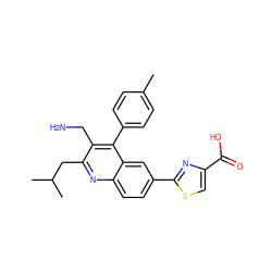 Cc1ccc(-c2c(CN)c(CC(C)C)nc3ccc(-c4nc(C(=O)O)cs4)cc23)cc1 ZINC000150186580