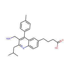 Cc1ccc(-c2c(CN)c(CC(C)C)nc3ccc(CCCC(=O)O)cc23)cc1 ZINC000066065930