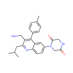 Cc1ccc(-c2c(CN)c(CC(C)C)nc3ccc(N4CC(=O)NCC4=O)cc23)cc1 ZINC000038729369