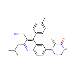 Cc1ccc(-c2c(CN)c(CC(C)C)nc3ccc(N4CCNC(=O)C4=O)cc23)cc1 ZINC000072176288