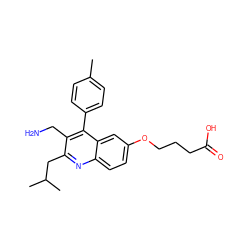 Cc1ccc(-c2c(CN)c(CC(C)C)nc3ccc(OCCCC(=O)O)cc23)cc1 ZINC000149867393